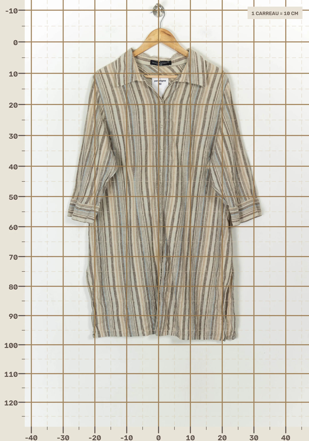 Robe Chemise Beige et Gris - Taille XXXL/46 de la marque Marina Rinaldi | PARAD118696 - Vendu par Paradigme - Image 4