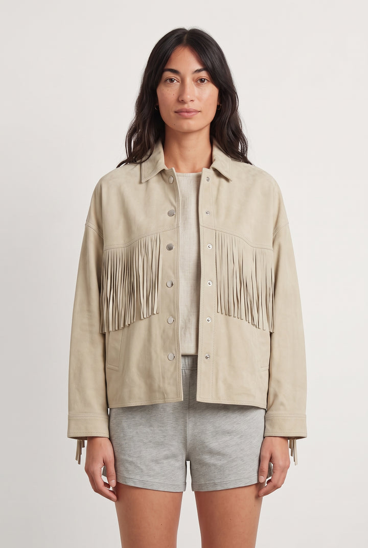 Veste à Franges Beige - Taille M/38 de la marque Bérénice | PARAD118711 - Vendu par Paradigme - Image 1