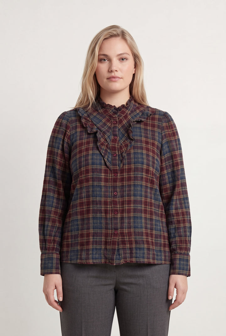 Chemise à Carreaux Bordeaux et Bleu - Taille XXL/44 de la marque Maison 123 | PARAD118721 - Vendu par Paradigme - Image 1