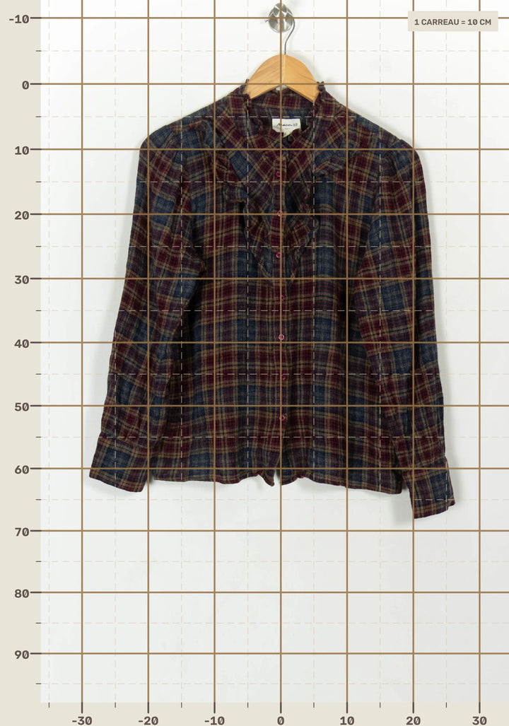 Chemise à Carreaux Bordeaux et Bleu - Taille XXL/44 de la marque Maison 123 | PARAD118721 - Vendu par Paradigme - Image 4