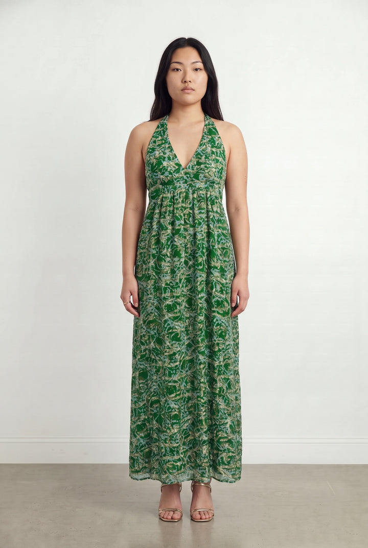 Robe Longue Verte et Blanche - Taille L/40 de la marque Bérénice | PARAD118728 - Vendu par Paradigme - Image 1