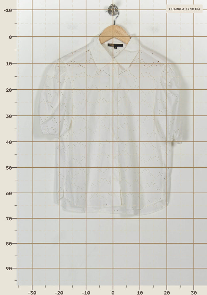 Chemise Brodée Blanche - Taille L/40 de la marque Maje | PARAD118735 - Vendu par Paradigme - Image 4