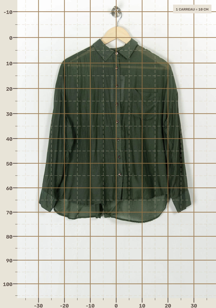 Chemise à Manches Longues Verte - Taille M/38 de la marque Bérénice | PARAD118739 - Vendu par Paradigme - Image 4