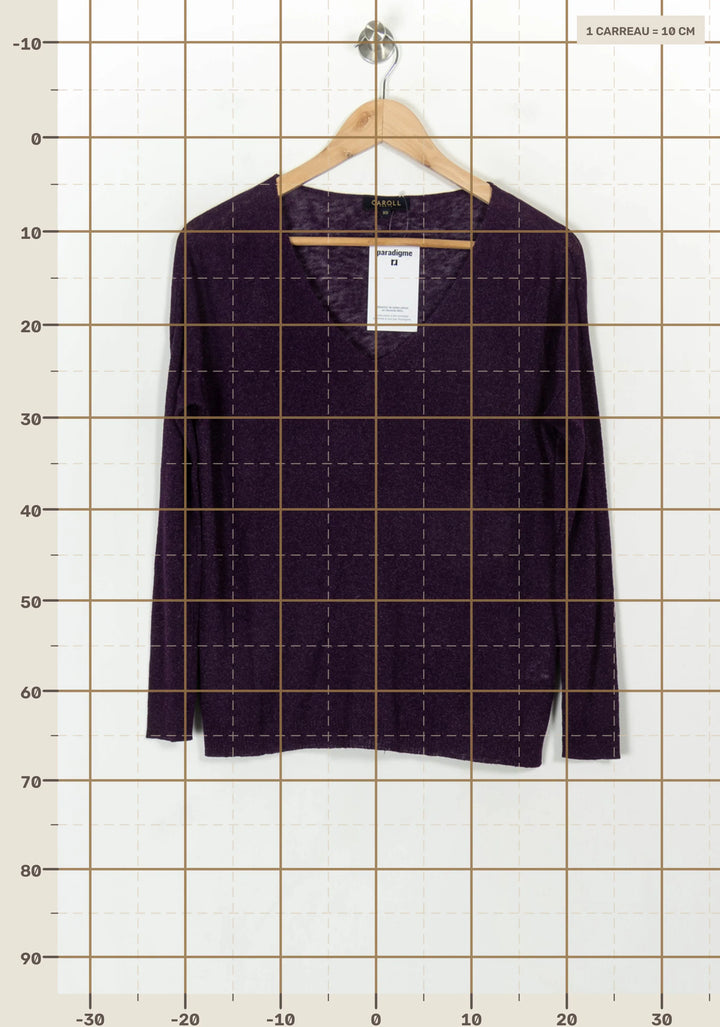 Pull Violet - Taille XS/34 de la marque Caroll | PARAD118753 - Vendu par Paradigme - Image 4