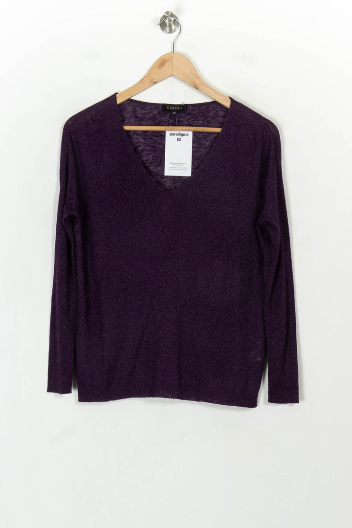 Pull Violet - Taille XS/34 de la marque Caroll | PARAD118753 - Vendu par Paradigme - Image 2