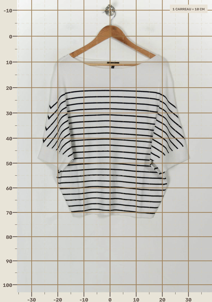 Pull Blanc et Noir - Taille S/36 de la marque Caroll | PARAD118756 - Vendu par Paradigme - Image 4