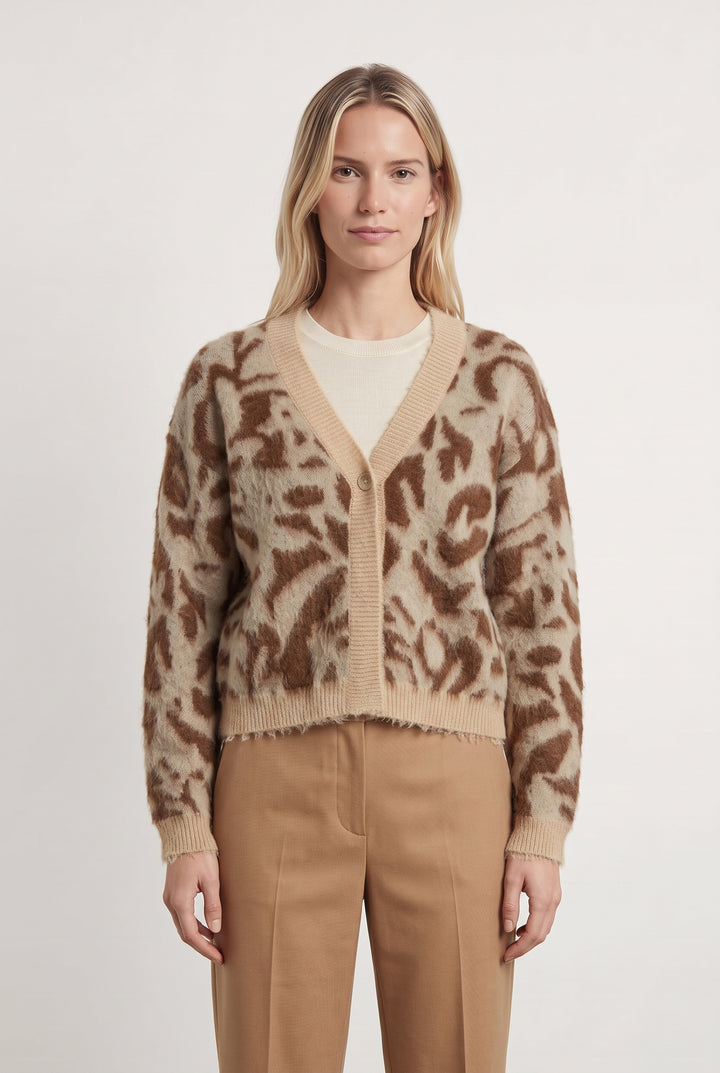 Cardigan Beige et Marron - Taille S/36 de la marque One Step | PARAD118787 - Vendu par Paradigme - Image 1