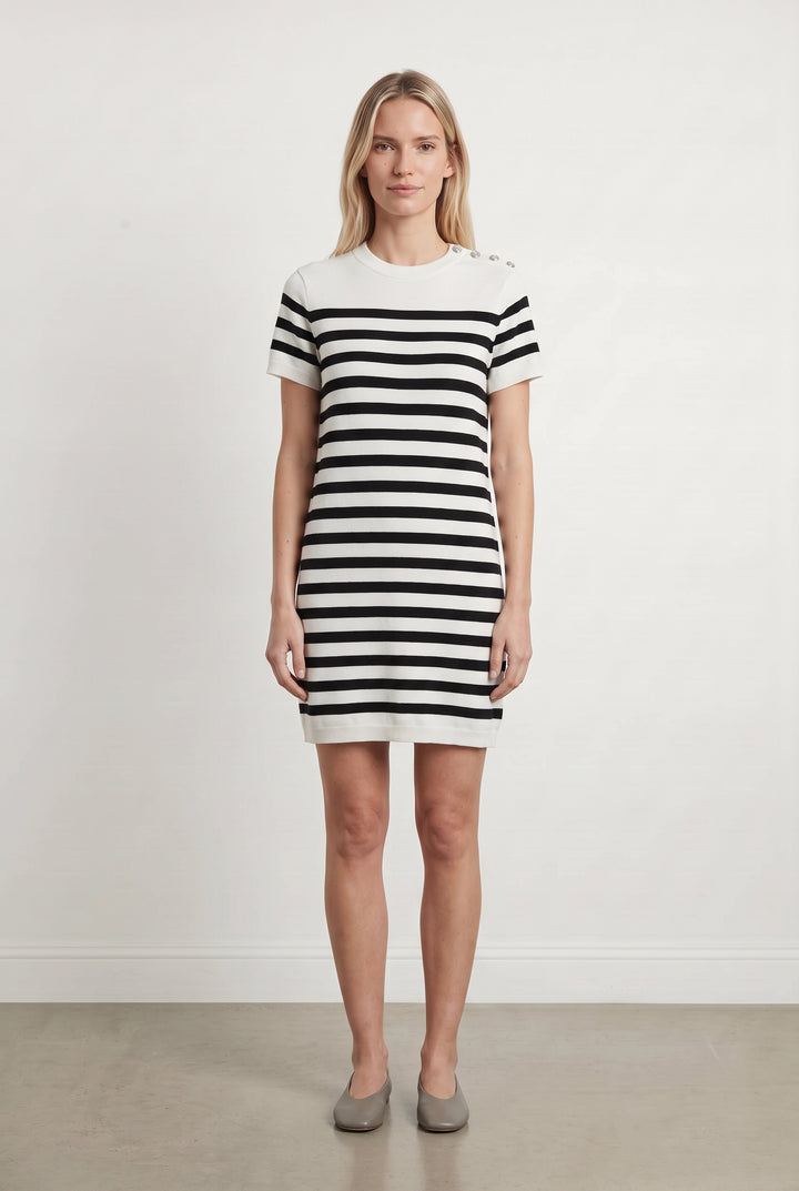 Robe Courte Blanche et Noire - Taille M/38 de la marque IKKS | PARAD118790 - Vendu par Paradigme - Image 1