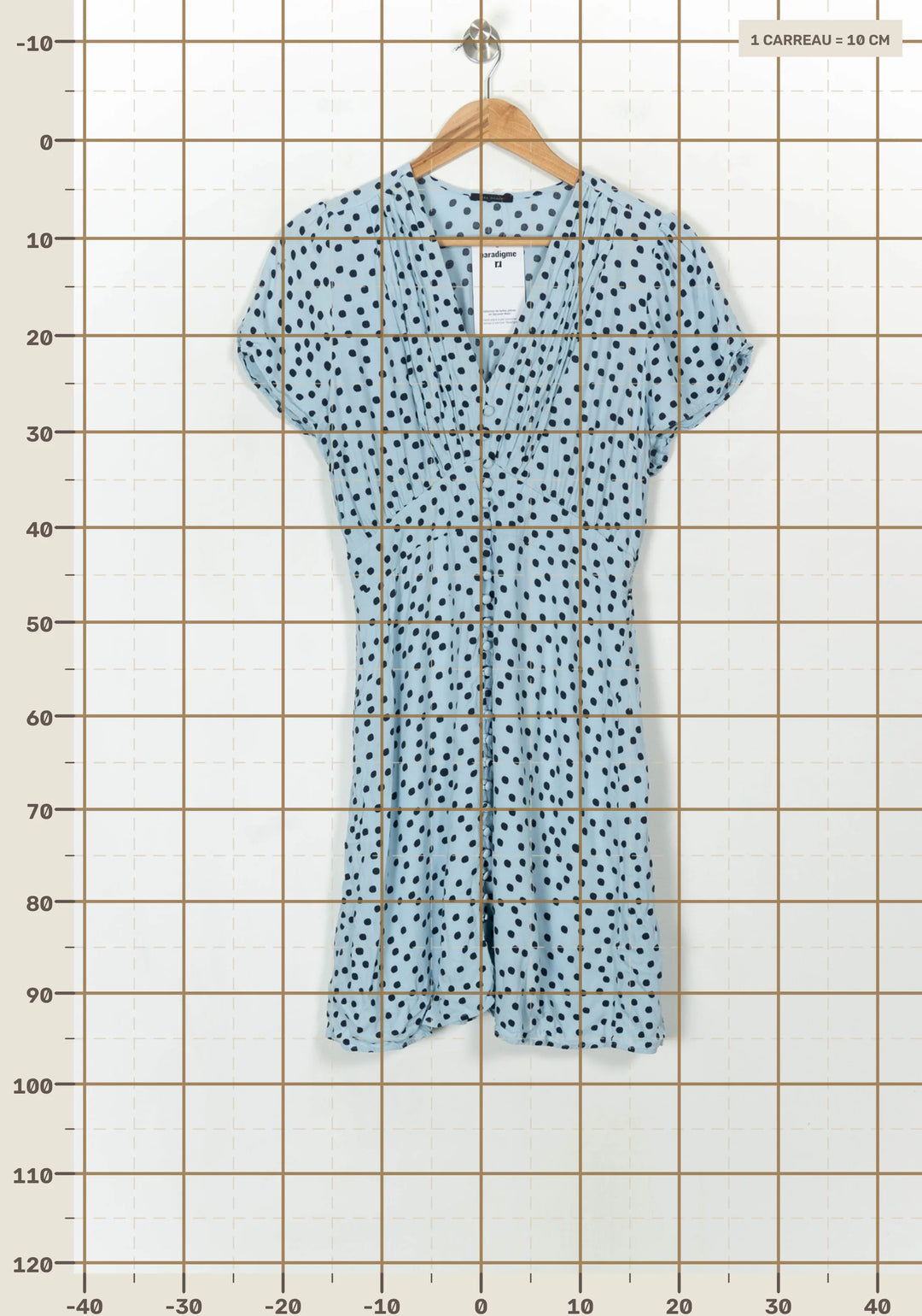 Robe Courte Bleue à Pois Noirs - Taille L/40 de la marque IKKS | PARAD118792 - Vendu par Paradigme - Image 4