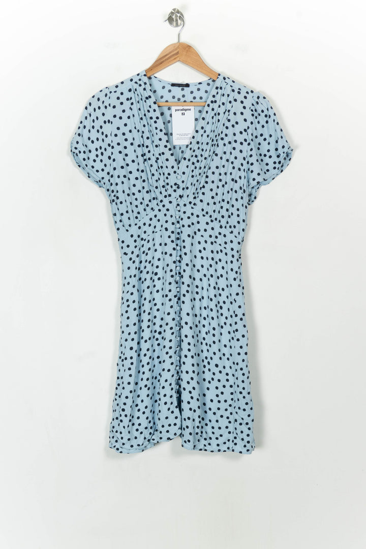 Robe Courte Bleue à Pois Noirs - Taille L/40 de la marque IKKS | PARAD118792 - Vendu par Paradigme - Image 2