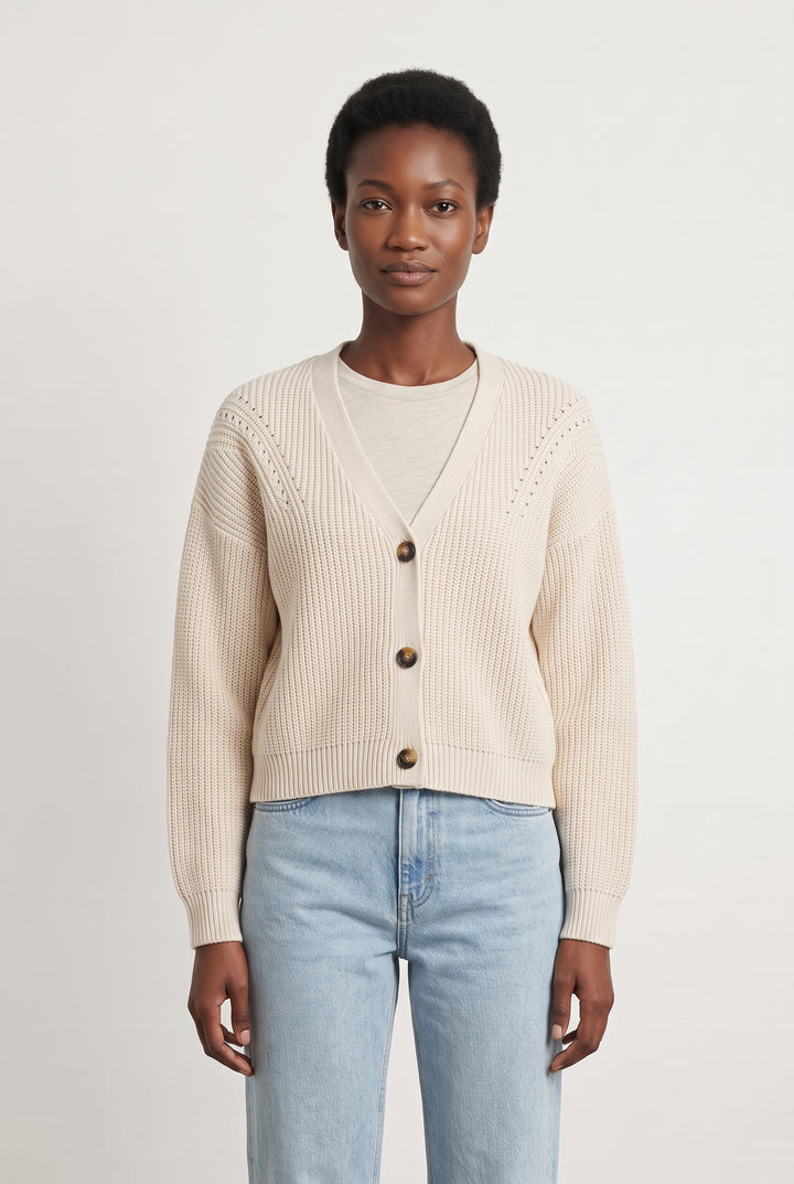 Cardigan Beige - Taille XS/34 de la marque La Fée Maraboutée | PARAD118794 - Vendu par Paradigme - Image 1