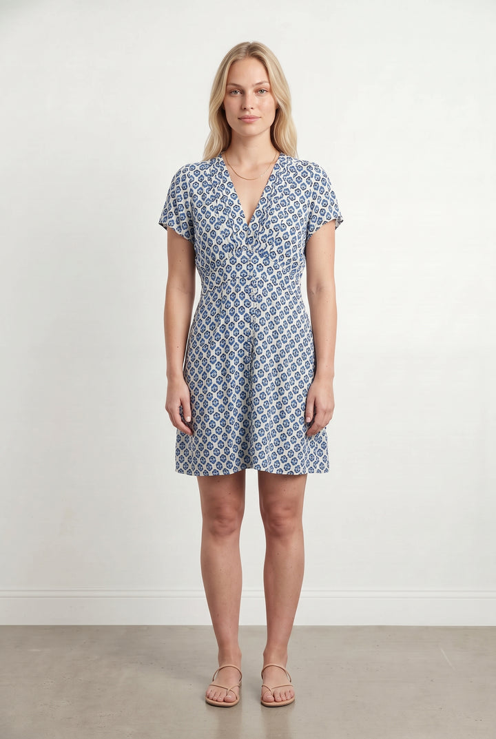 Robe Courte Bleue et Blanche - Taille L/40 de la marque IKKS | PARAD118796 - Vendu par Paradigme - Image 1