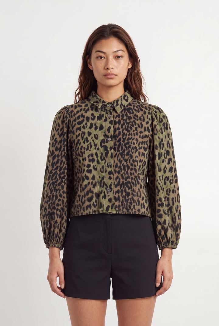 Chemise Léopard Marron et Noir - Taille M/38 de la marque Bellerose | PARAD118800 - Vendu par Paradigme - Image 1