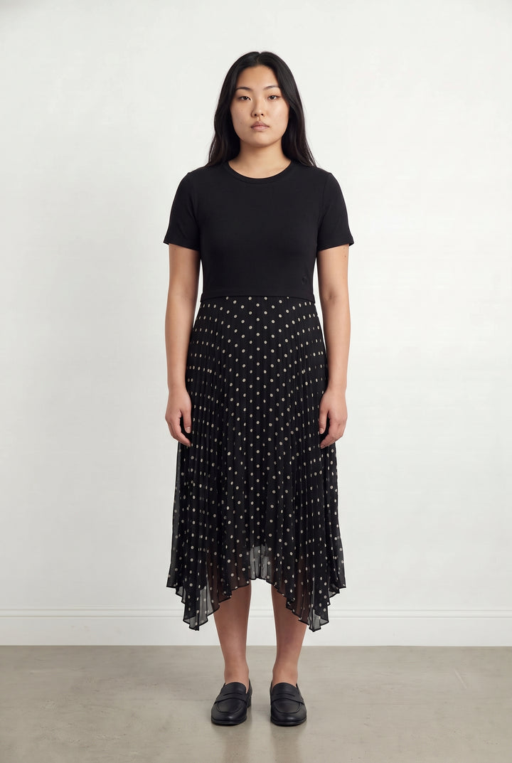Robe Longue Noire à Pois Blancs - Taille L/40 de la marque Claudie Pierlot | PARAD118802 - Vendu par Paradigme - Image 1