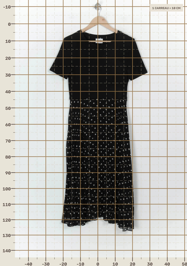 Robe Longue Noire à Pois Blancs - Taille L/40 de la marque Claudie Pierlot | PARAD118802 - Vendu par Paradigme - Image 4