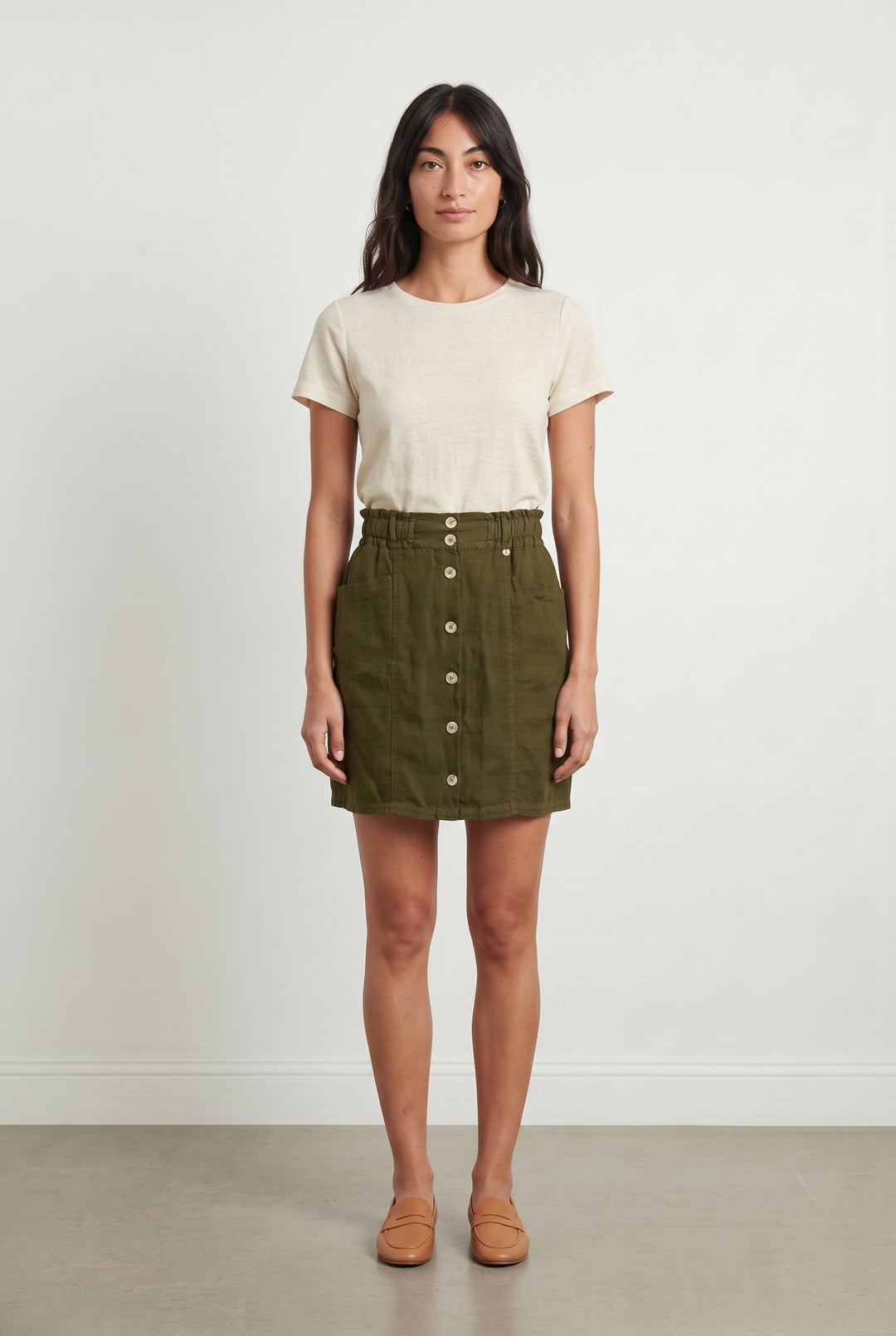 Jupe Boutonnée Verte - Taille S/36 de la marque One Step | PARAD118810 - Vendu par Paradigme - Image 1