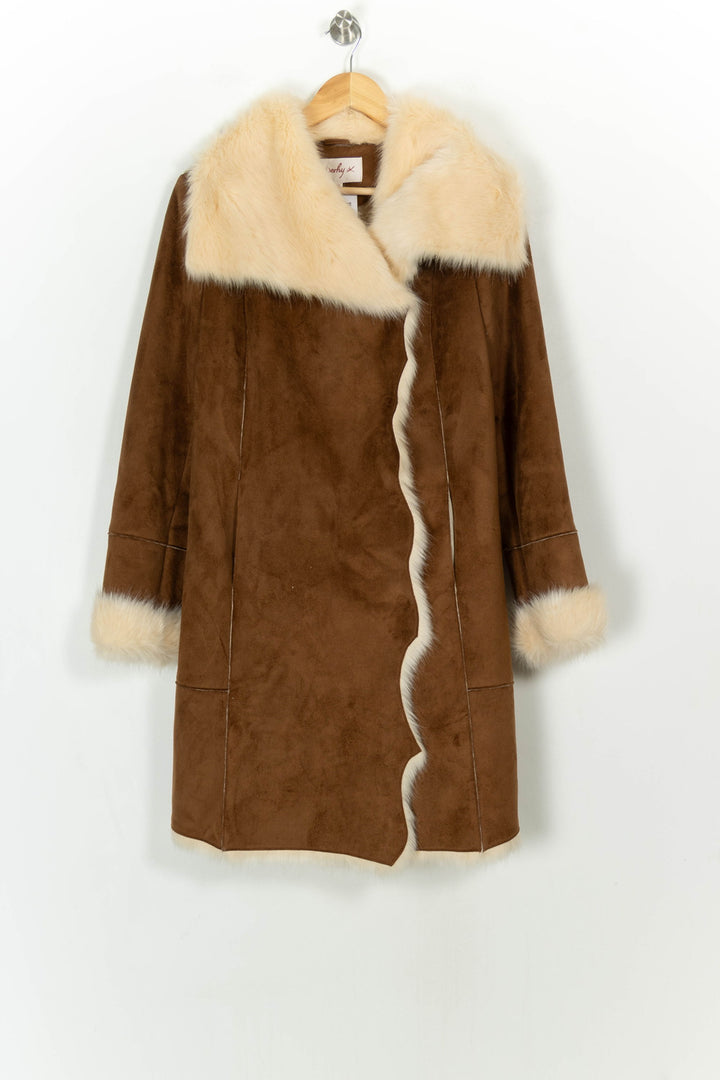 Manteau Marron et Beige - Taille M/38 de la marque Derhy | PARAD118817 - Vendu par Paradigme - Image 2