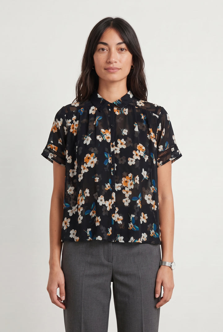 Blouse Noire et Fleurie - Taille S/36 de la marque Grace &amp; Mila | PARAD118822 - Vendu par Paradigme - Image 1