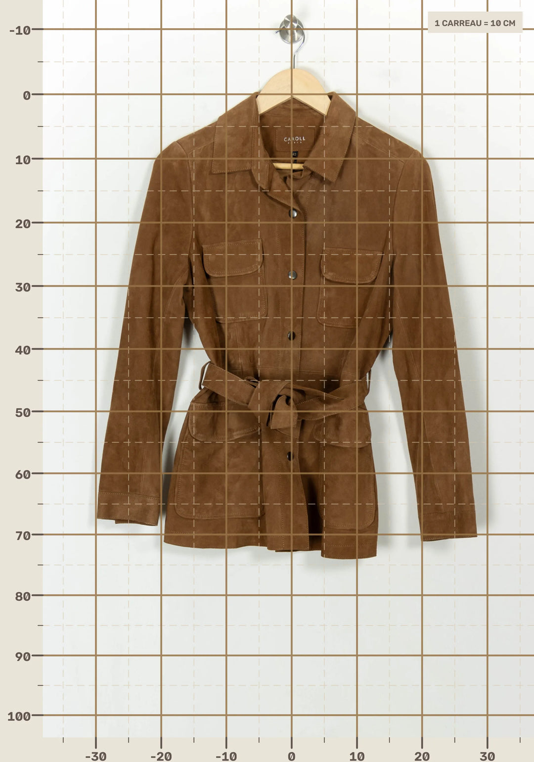 Veste Ceinturée Marron - Taille XL/42 de la marque Caroll | PARAD118824 - Vendu par Paradigme - Image 4
