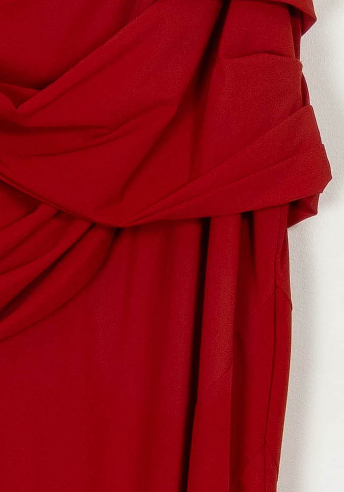 Robe Drapée Rouge - Taille XL/42 de la marque Indies | PARAD118841 - Vendu par Paradigme - Image 3