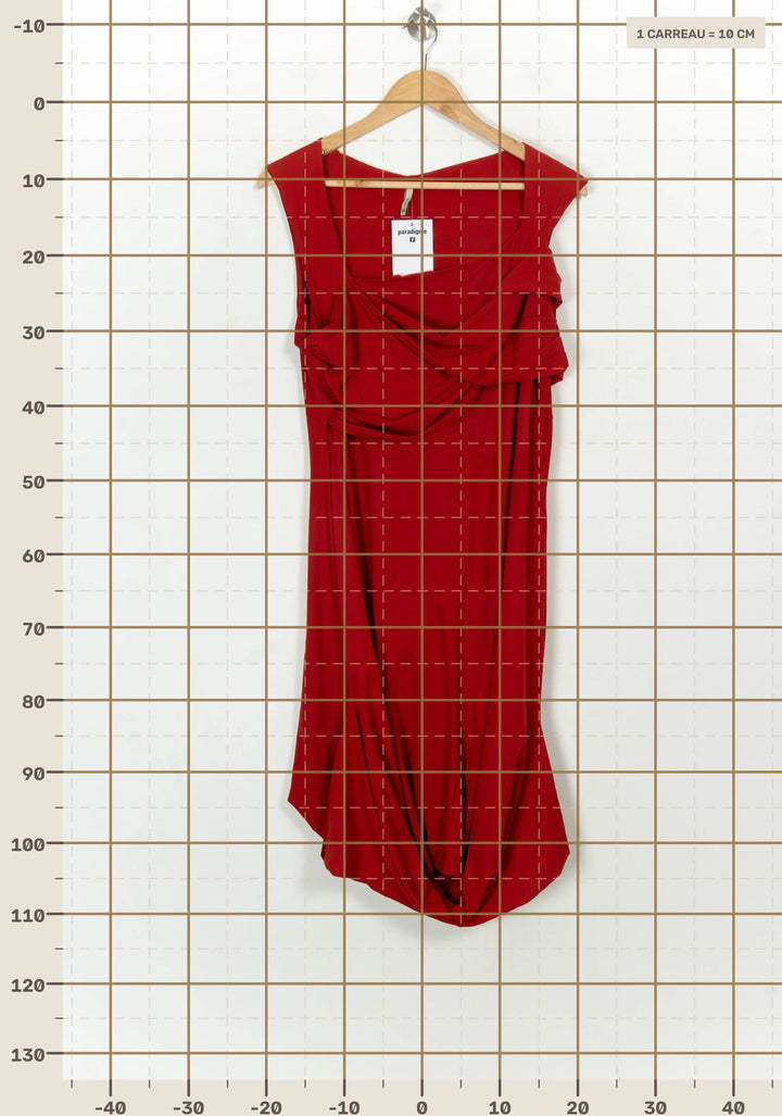 Robe Drapée Rouge - Taille XL/42 de la marque Indies | PARAD118841 - Vendu par Paradigme - Image 4