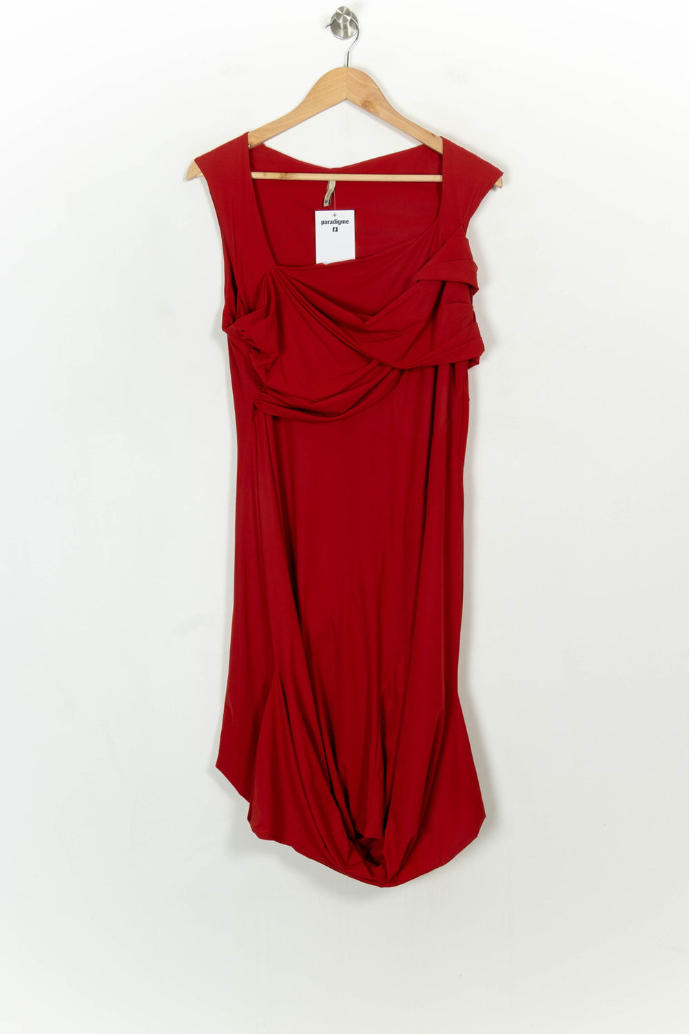 Robe Drapée Rouge - Taille XL/42 de la marque Indies | PARAD118841 - Vendu par Paradigme - Image 2