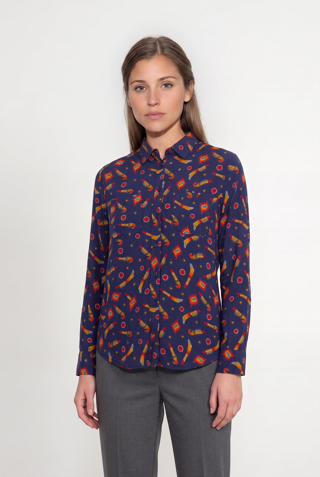 Chemise à motifs violette et jaune - Taille S/36 de la marque Soi Paris | PARAD118848 - Vendu par Paradigme - Image 1