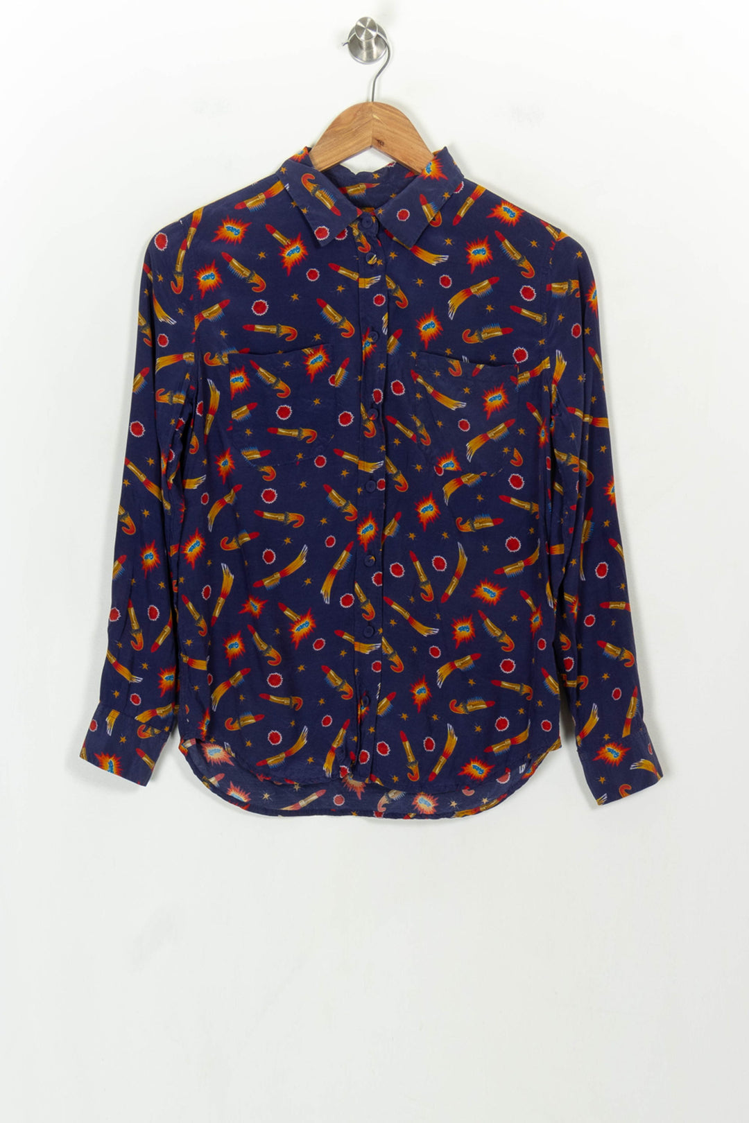 Chemise à motifs violette et jaune - Taille S/36 de la marque Soi Paris | PARAD118848 - Vendu par Paradigme - Image 2