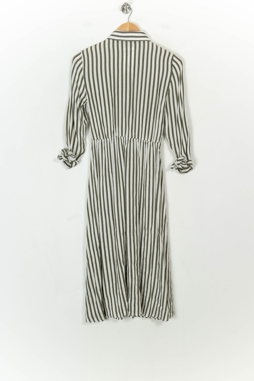 Robe Chemise Rayée Verte et Blanche - Taille S/36 de la marque Caroll | PARAD118871 - Vendu par Paradigme - Image 5