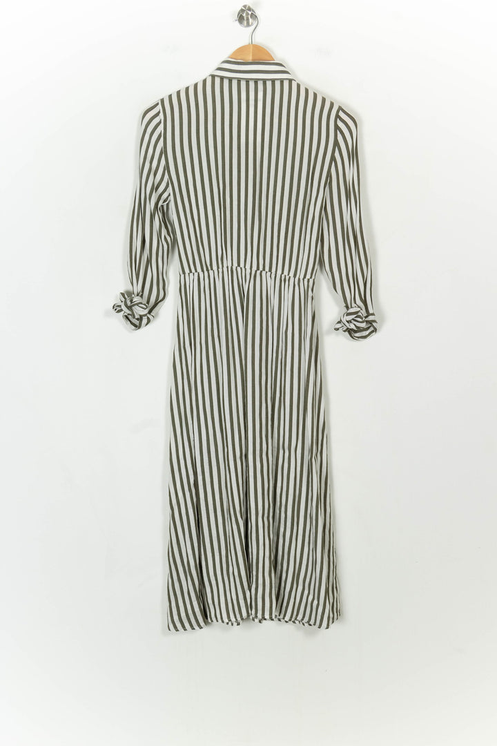 Robe Chemise Rayée Verte et Blanche - Taille S/36 de la marque Caroll | PARAD118871 - Vendu par Paradigme - Image 5