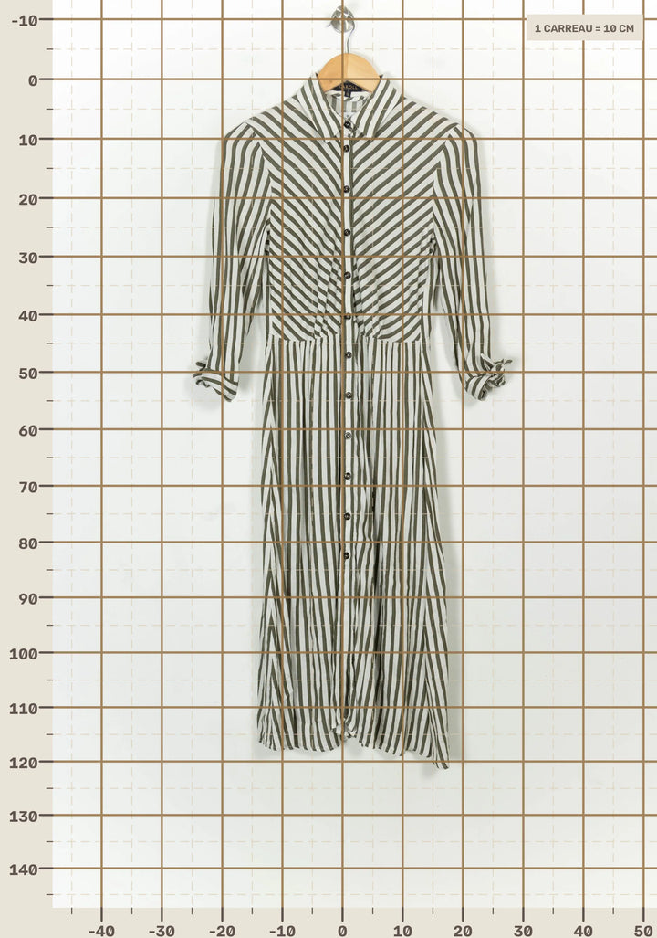 Robe Chemise Rayée Verte et Blanche - Taille S/36 de la marque Caroll | PARAD118871 - Vendu par Paradigme - Image 4