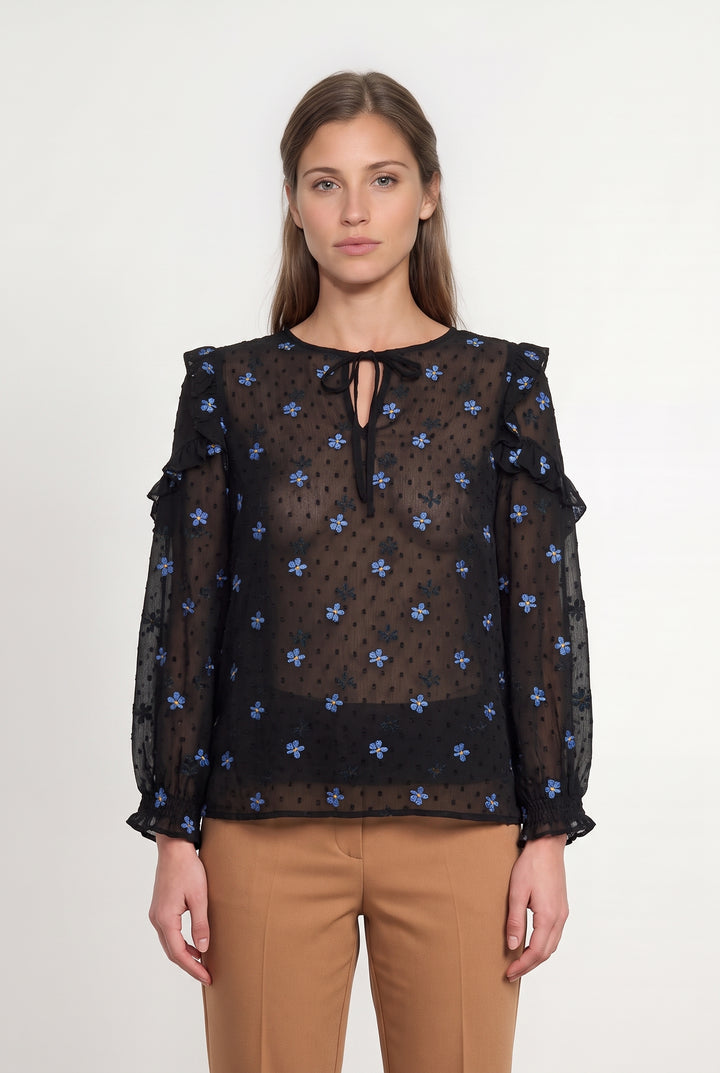 Blouse Noire et Bleue - Taille S/36 de la marque Maje | PARAD118877 - Vendu par Paradigme - Image 1