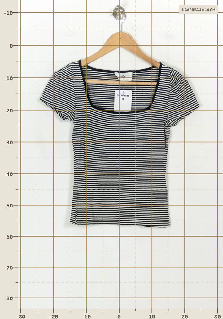 T-shirt Bleu et Blanc - Taille XS/34 de la marque ba&amp;sh | PARAD118886 - Vendu par Paradigme - Image 4