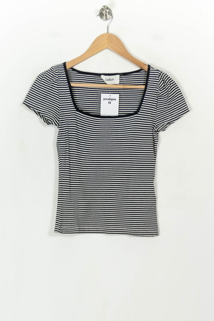 T-shirt Bleu et Blanc - Taille XS/34 de la marque ba&amp;sh | PARAD118886 - Vendu par Paradigme - Image 2