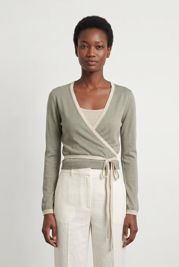 Cache-cœur Vert et Beige - Taille XS/34 de la marque IKKS | PARAD118903 - Vendu par Paradigme - Image 1