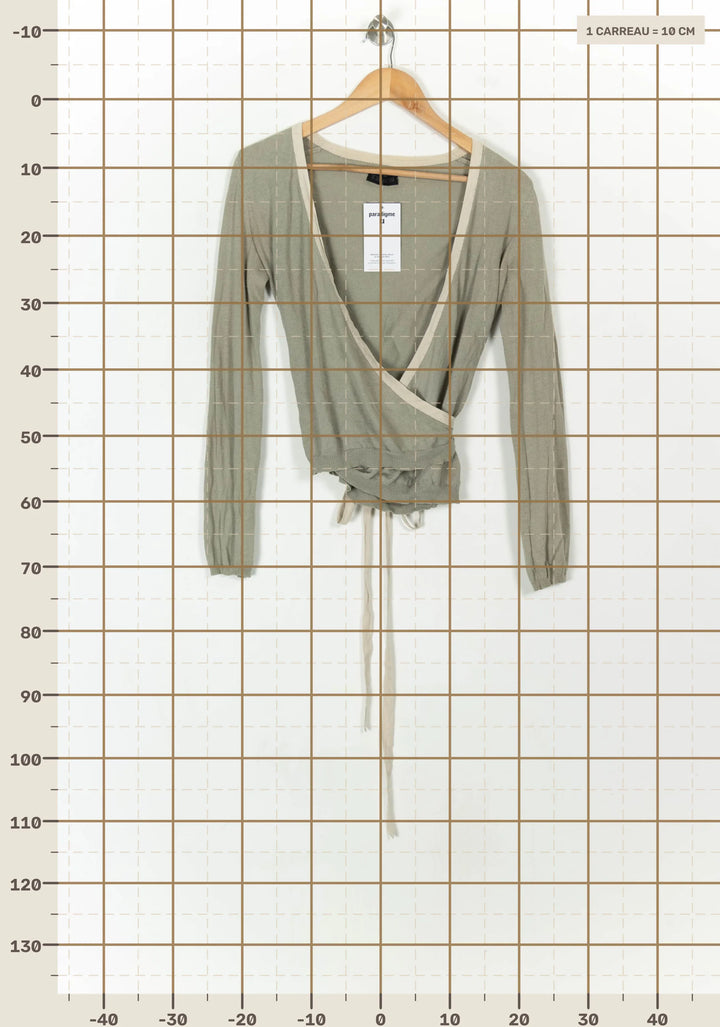 Cache-cœur Vert et Beige - Taille XS/34 de la marque IKKS | PARAD118903 - Vendu par Paradigme - Image 4