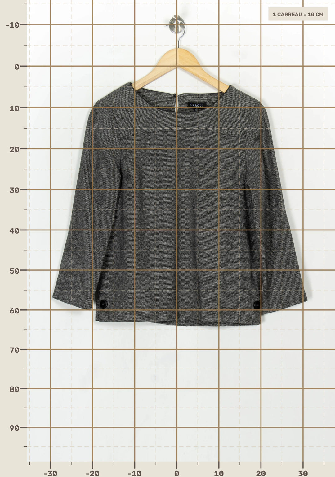 Pull Gris - Taille M/38 de la marque Caroll | PARAD118918 - Vendu par Paradigme - Image 4