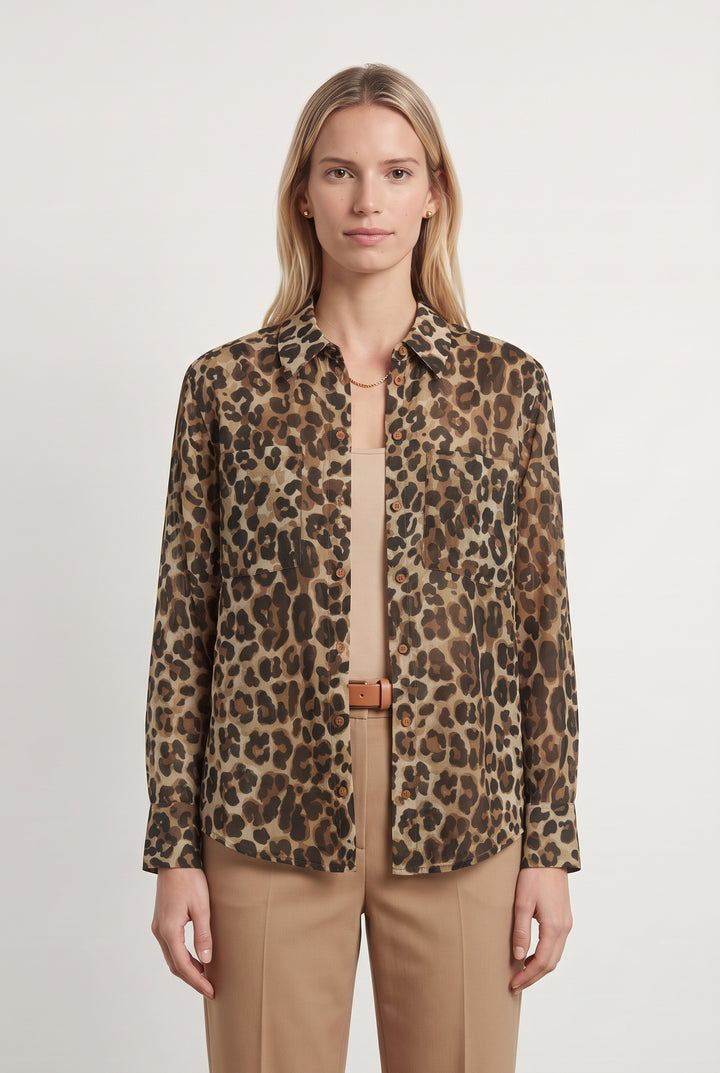 Chemise Léopard Marron et Noir - Taille XS/34 de la marque Claudie Pierlot | PARAD118925 - Vendu par Paradigme - Image 1