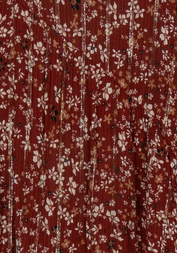 Robe Fleurie Bordeaux et Blanche - Taille L/40 de la marque La Fée Maraboutée | PARAD118934 - Vendu par Paradigme - Image 3