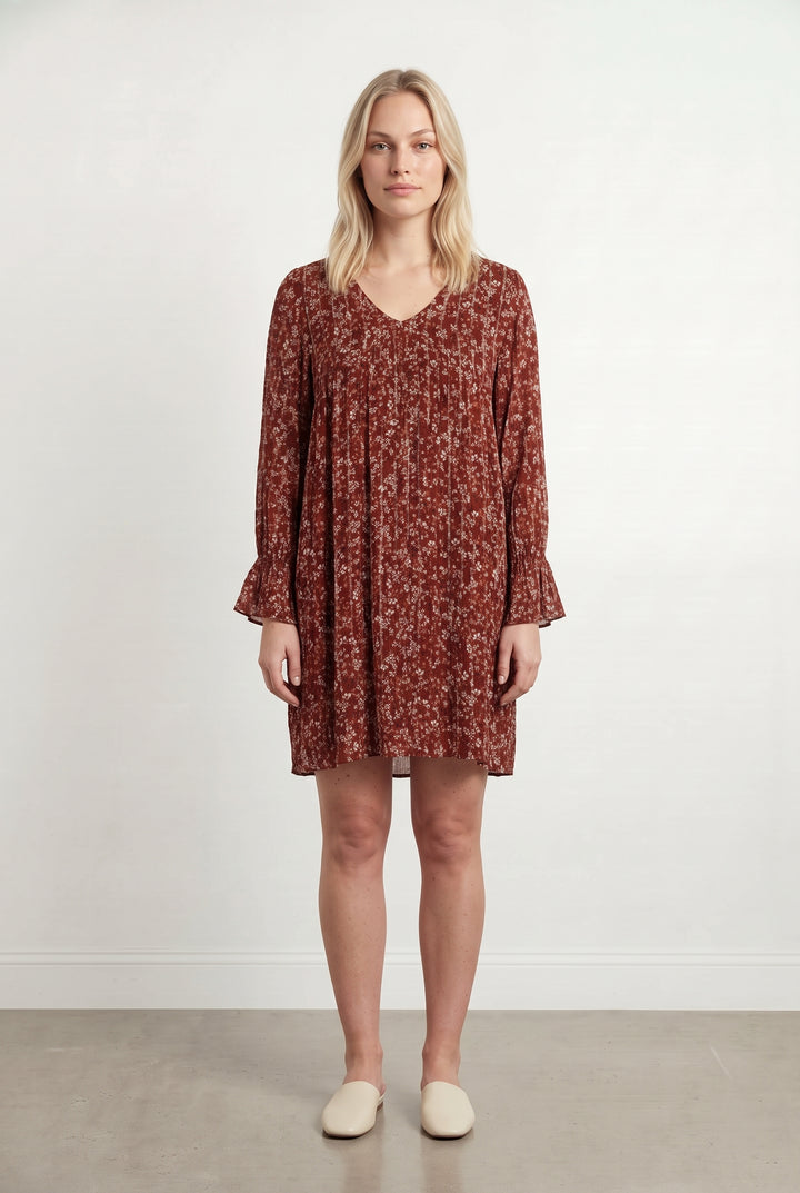 Robe Fleurie Bordeaux et Blanche - Taille L/40 de la marque La Fée Maraboutée | PARAD118934 - Vendu par Paradigme - Image 1