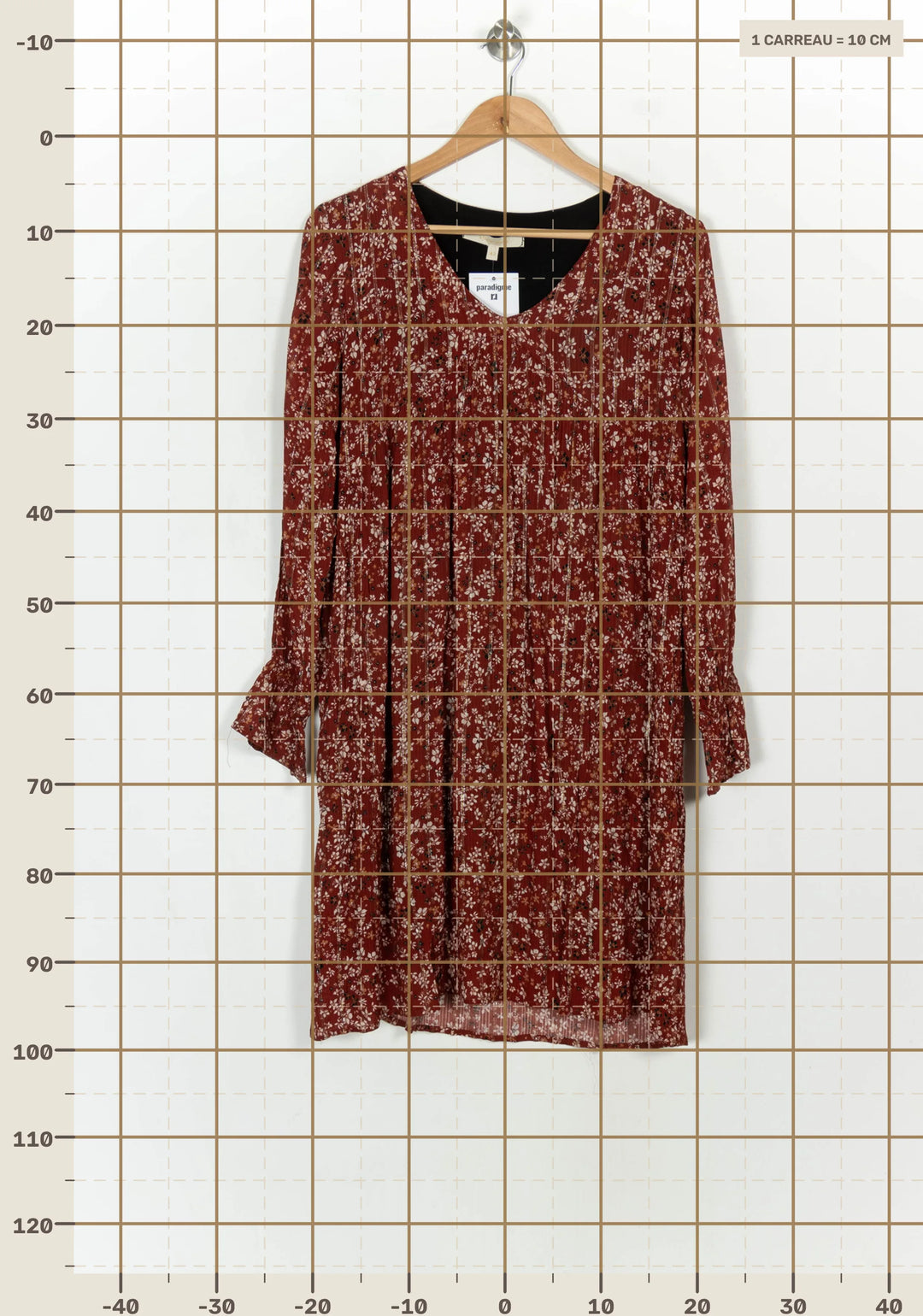 Robe Fleurie Bordeaux et Blanche - Taille L/40 de la marque La Fée Maraboutée | PARAD118934 - Vendu par Paradigme - Image 4