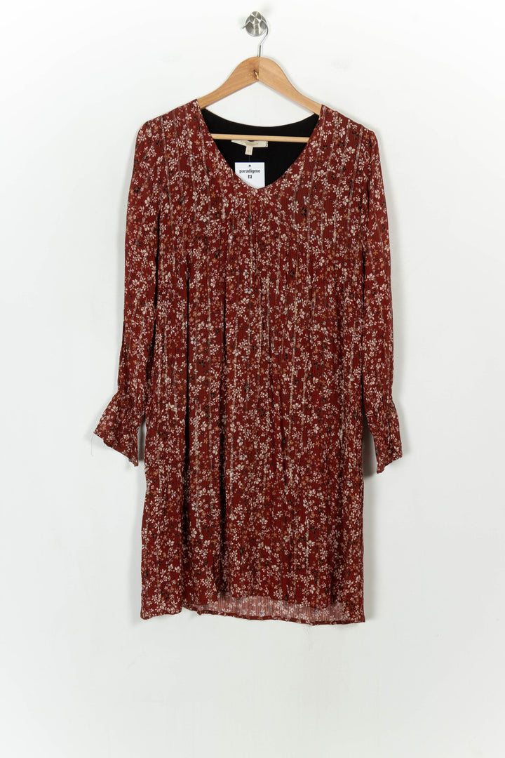 Robe Fleurie Bordeaux et Blanche - Taille L/40 de la marque La Fée Maraboutée | PARAD118934 - Vendu par Paradigme - Image 2