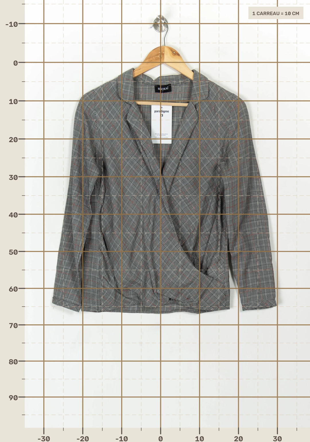 Blouse Grise à Carreaux - Taille S/36 de la marque Kookai | PARAD118937 - Vendu par Paradigme - Image 4