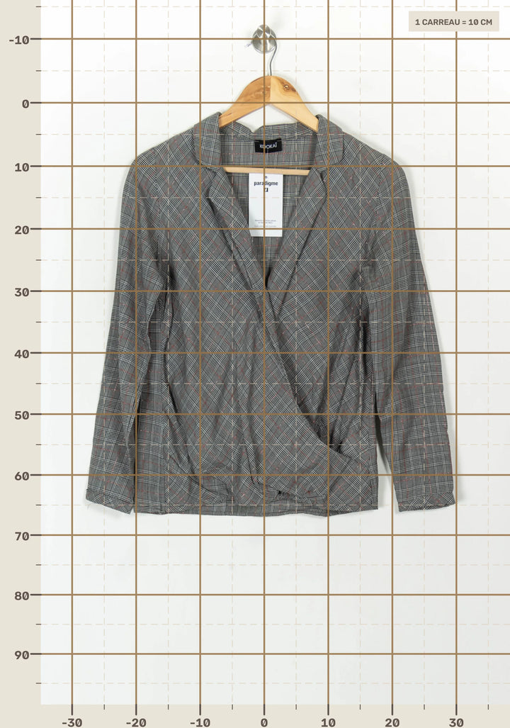 Blouse Grise à Carreaux - Taille S/36 de la marque Kookai | PARAD118937 - Vendu par Paradigme - Image 4