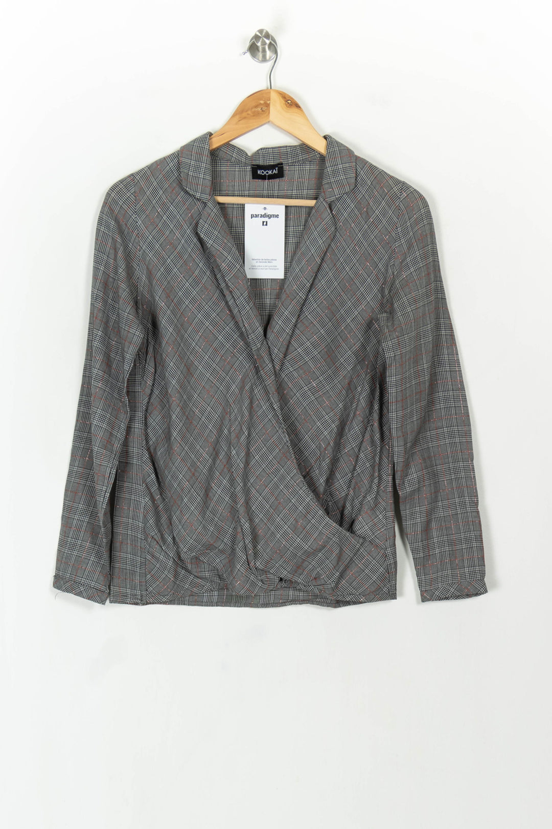 Blouse Grise à Carreaux - Taille S/36 de la marque Kookai | PARAD118937 - Vendu par Paradigme - Image 2