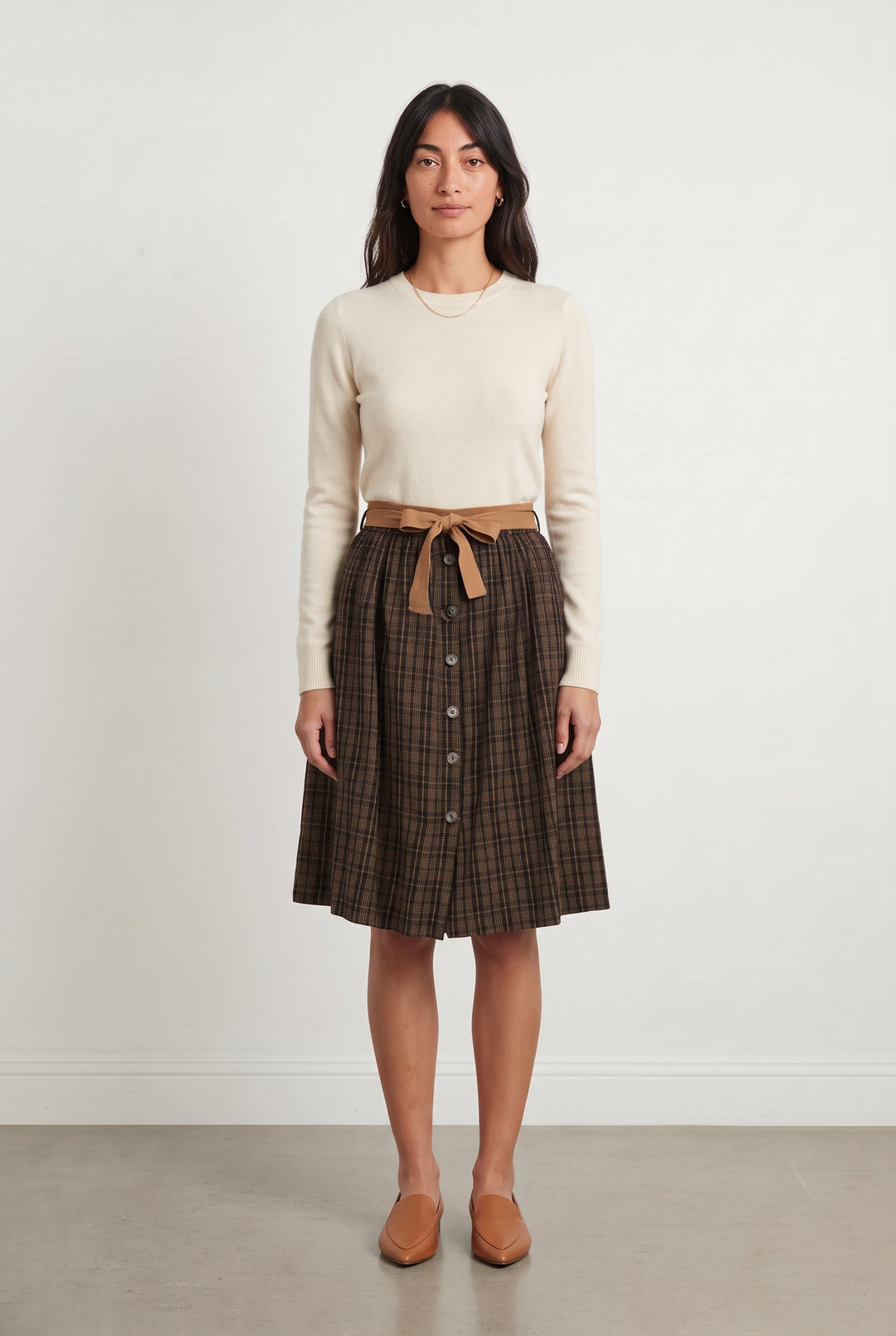 Jupe Midi Marron et Noire - Taille M/38 de la marque La Fée Maraboutée | PARAD118940 - Vendu par Paradigme - Image 1