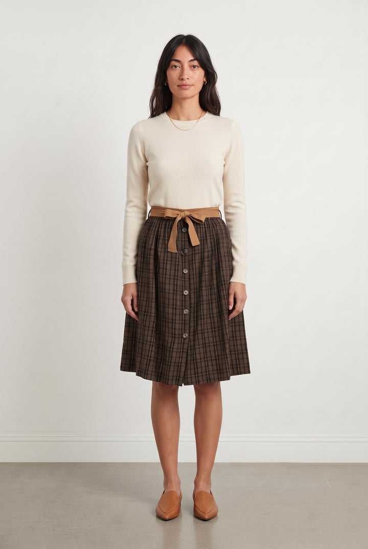 Jupe Midi Marron et Noire - Taille M/38 de la marque La Fée Maraboutée | PARAD118940 - Vendu par Paradigme - Image 1