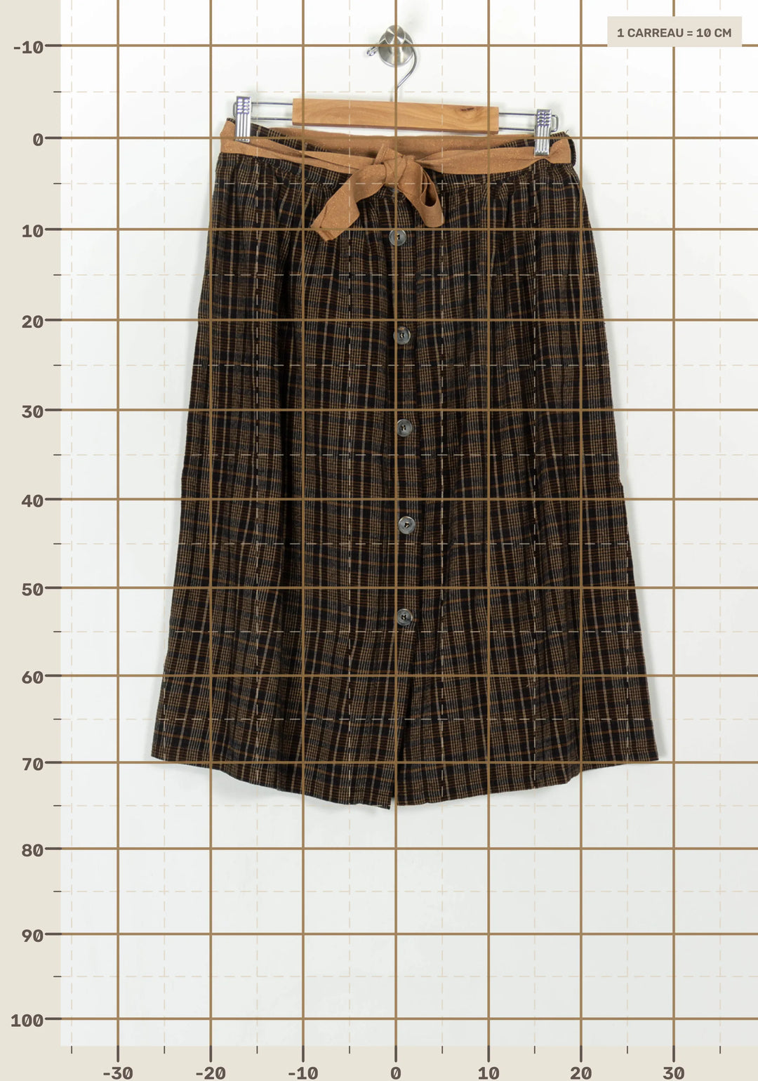 Jupe Midi Marron et Noire - Taille M/38 de la marque La Fée Maraboutée | PARAD118940 - Vendu par Paradigme - Image 4