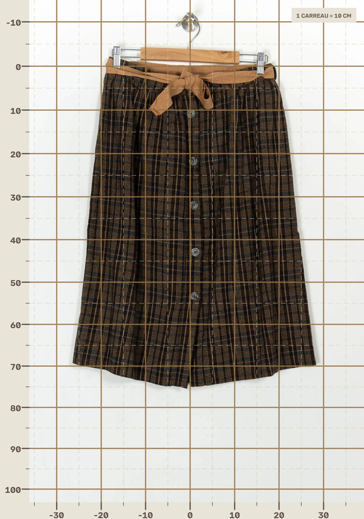 Jupe Midi Marron et Noire - Taille M/38 de la marque La Fée Maraboutée | PARAD118940 - Vendu par Paradigme - Image 4