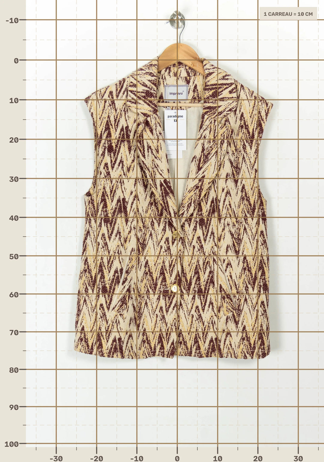 Gilet Sans Manches Beige et Bordeaux - Taille S/36 de la marque Imprevu | PARAD118946 - Vendu par Paradigme - Image 4